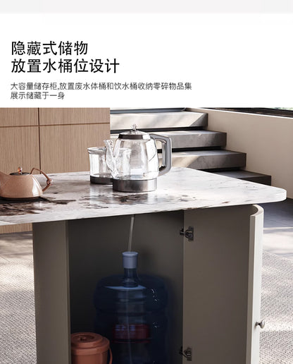Light luxury modern rock plate tea table and chair high-end home kettle embedded tea table living room office tea table