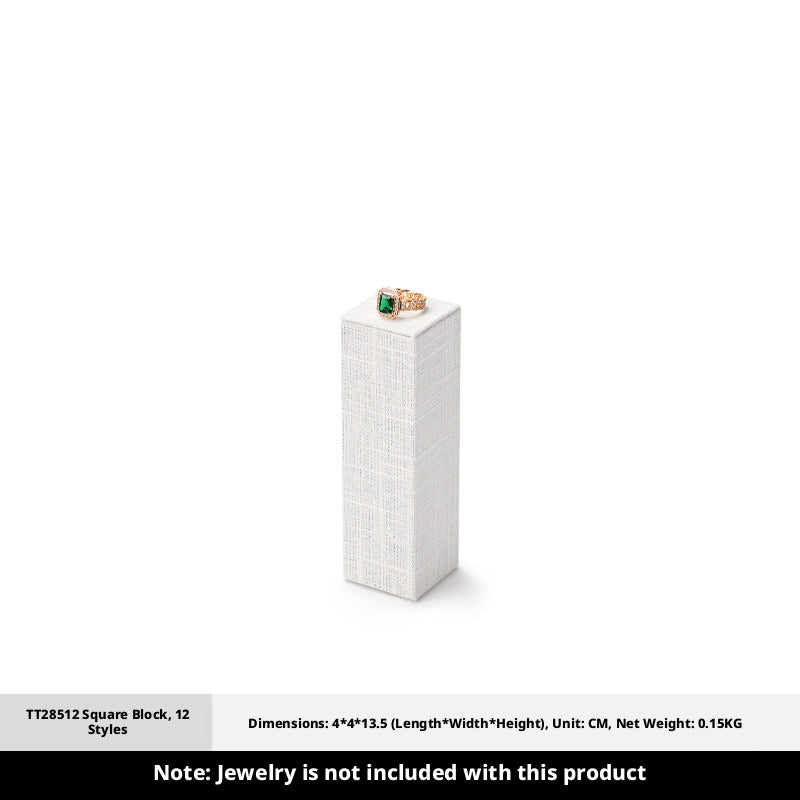 White Linen Jewelry Display Set with Multi-Level Risers for Vendors