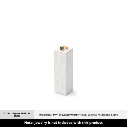White Linen Jewelry Display Set with Multi-Level Risers for Vendors