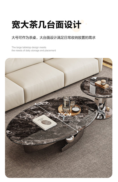Calx microcrystalline stone coffee table living room modern simple small apartment new Italian minimalist round coffee table Nordic oval