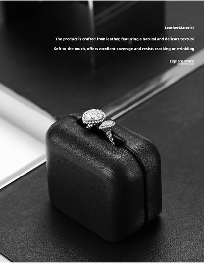 Black Leather Jewelry Display Set with Metal Trays for Rings and Earrings
