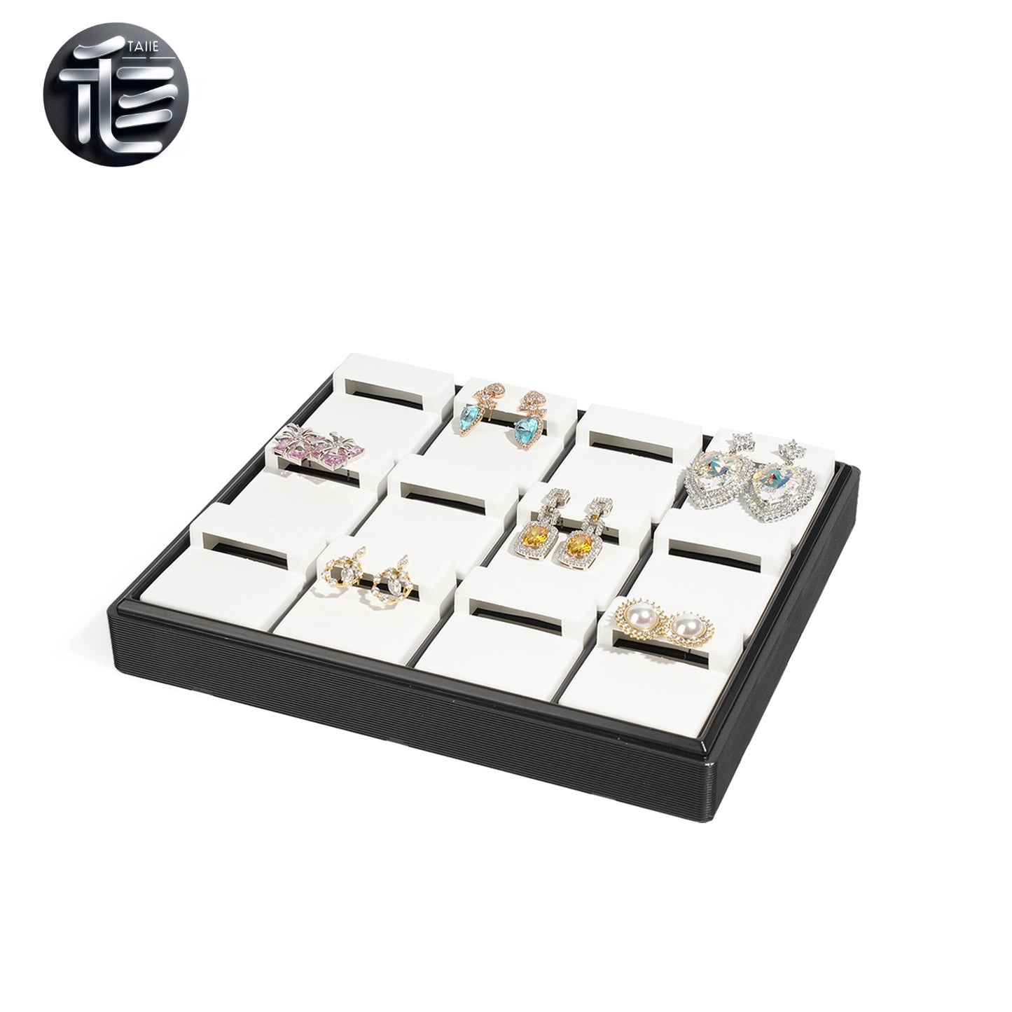 Stackable Plastic Jewelry Display Tray Organizer: 12 or 20 Slot Ring Stud Necklace Storage