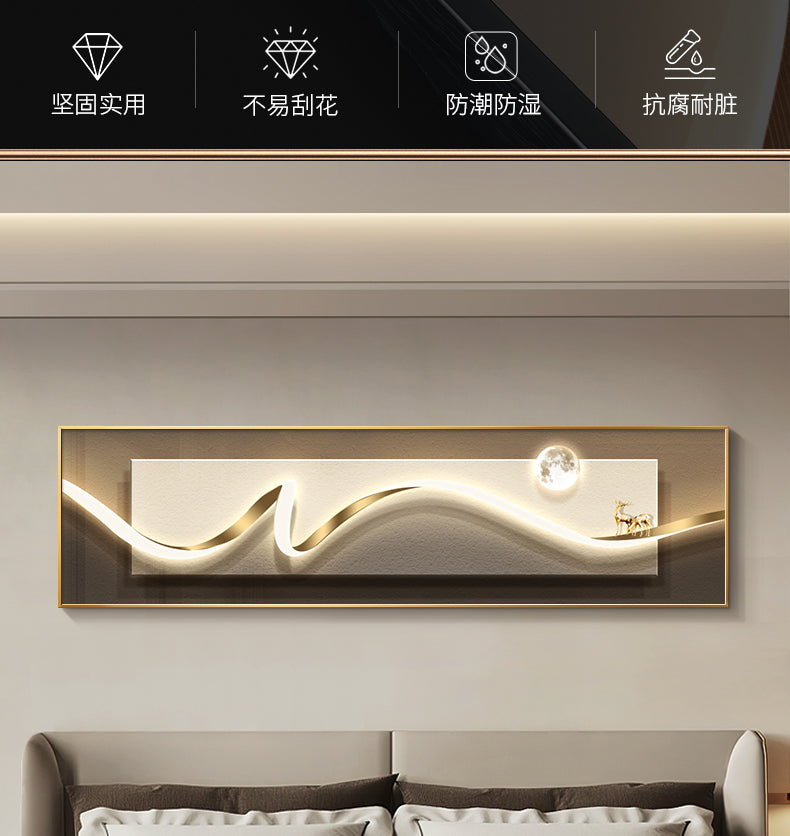 Modern light luxury bedroom painting bedside decoration painting advanced sense simple abstract room master bedroom background wall horizontal plate hanging painting