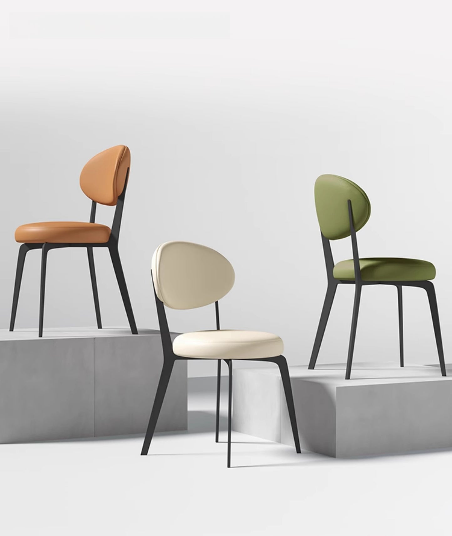 French cream style white minimalist dining chair
