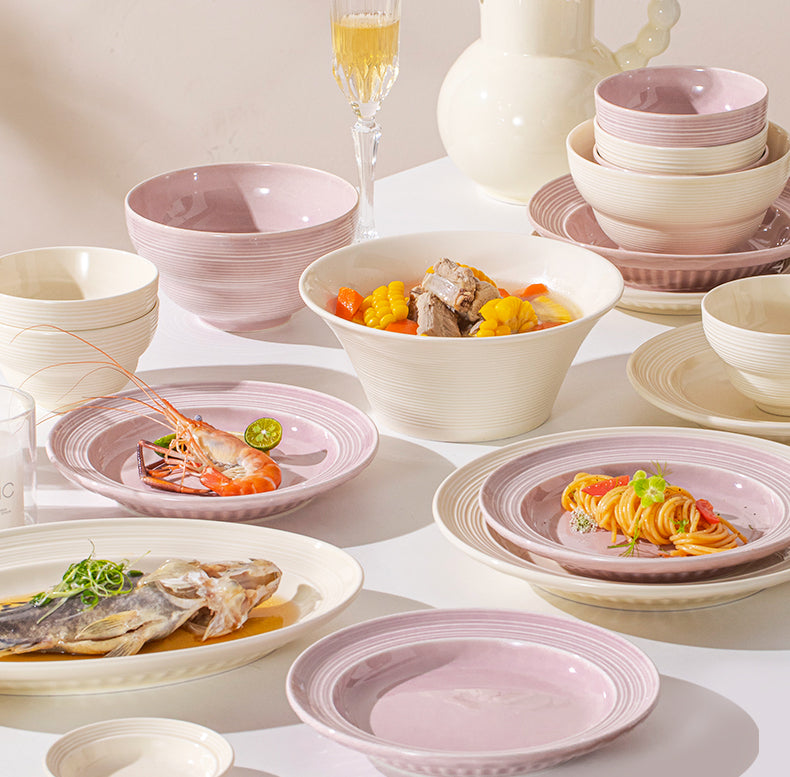 Ceramic dish set Household high appearance level Cream wind housewarming cutlery plate wedding gift