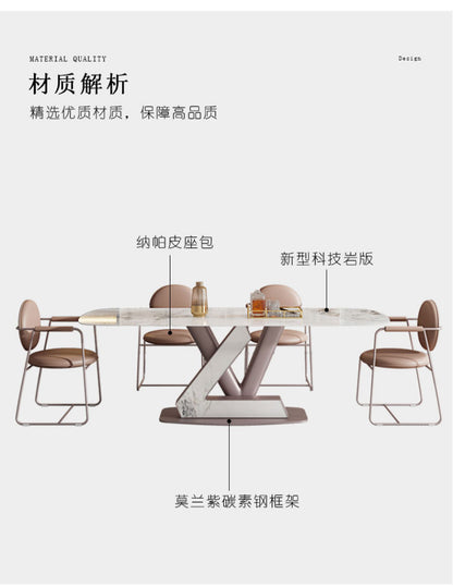 Italian light luxury imported rock plate table modern simple designer inspiration creative rectangular LV letter table
