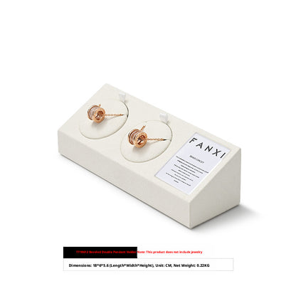 5PCS White Suede Jewelry Display Set, Necklace Bust, Earring T-Stand, Ring Organizer