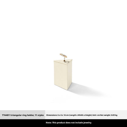 Beige Suede Ring Display Stand with Multi-Level Steps for Vendors