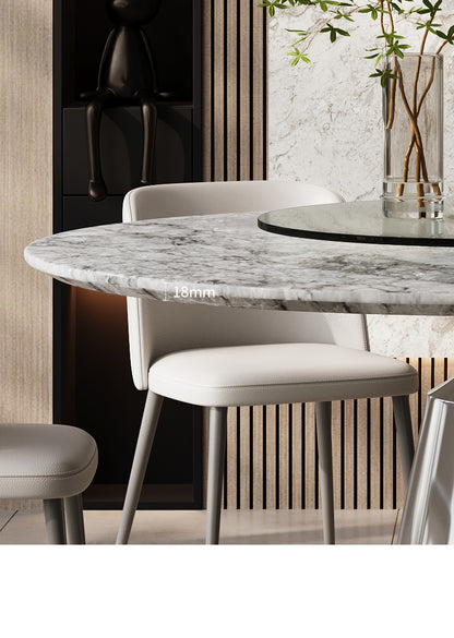 Apartment luxury marble round table with turntable Italian minimalist light luxury high-end round luxury stone dining table home dining table chair