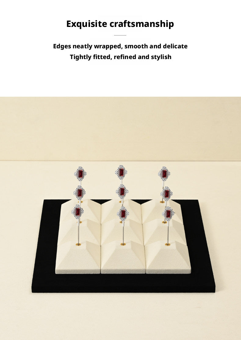 Beige Suede Jewelry Display Set with Pyramid Risers for Vendors