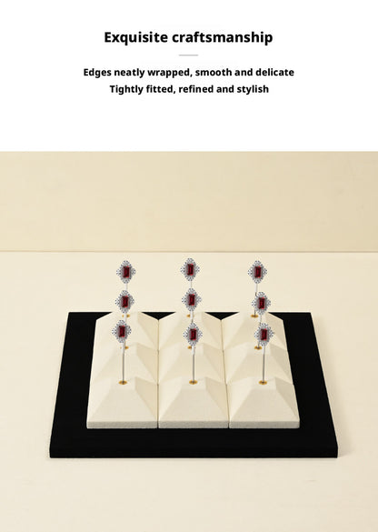 Beige Suede Jewelry Display Set with Pyramid Risers for Vendors
