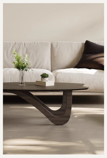 Designer shaped black walnut veneer tea table small apartment living room modern advanced sense wabi Sabi wind creative tea table