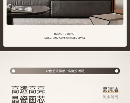 Stone to run the restaurant decorative painting wall clock modern light luxury living room clock hanging painting advanced sense wall lamp
