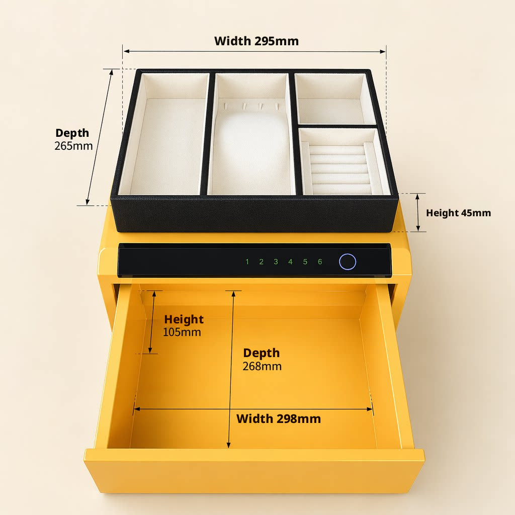 Jewelry Storage Safe, All-Steel Security Cabinet, Fingerprint Passcode Lock Box