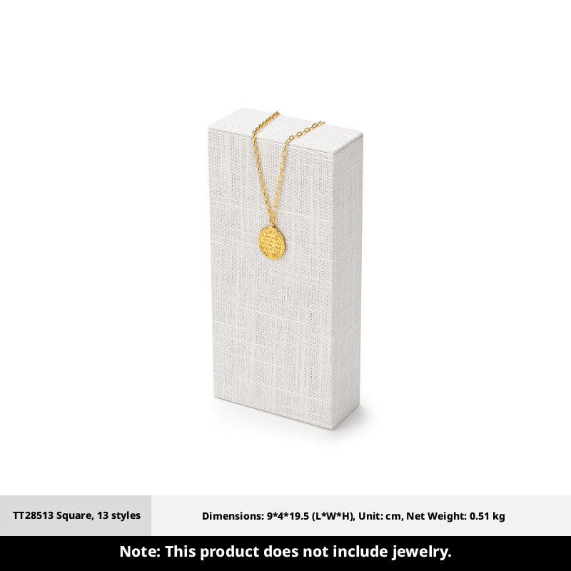 White Linen Jewelry Display Set with Multi-Level Risers for Vendors
