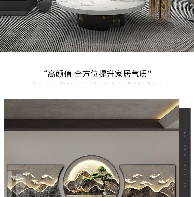 The living room decorative painting nine fish gather wealth map mural backed by the mountain high-grade atmosphere sofa background wall hanging painting triptych