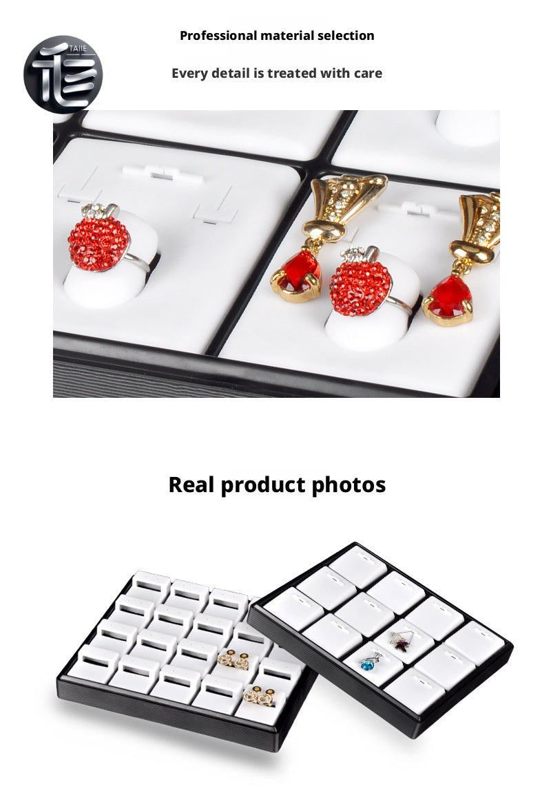 Stackable Plastic Jewelry Display Tray Organizer: 12 or 20 Slot Ring Stud Necklace Storage