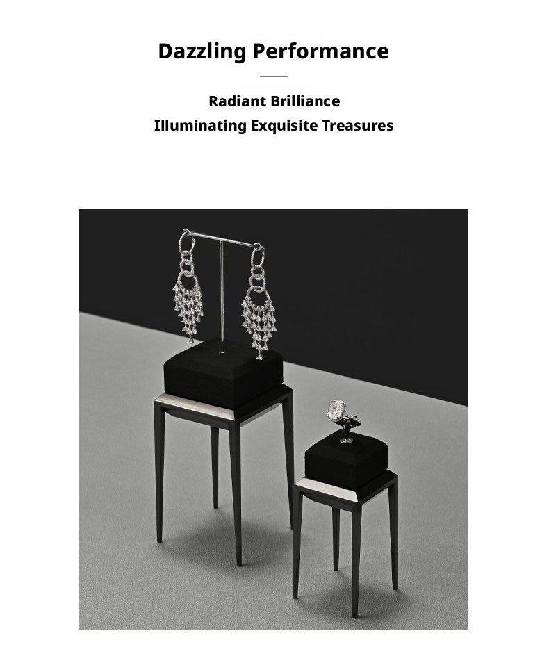 Black Metal Jewelry Display Stand Set with Watch and Necklace Holders