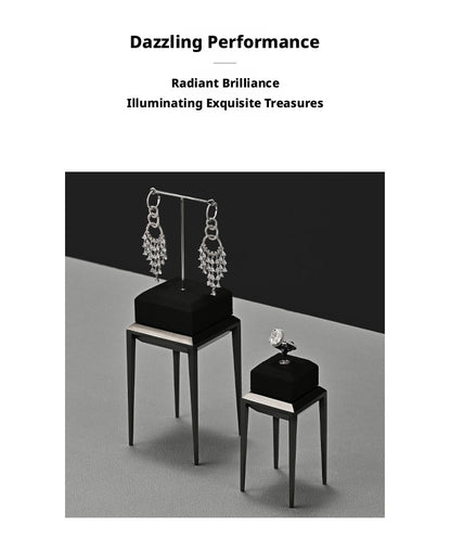 Black Metal Jewelry Display Stand Set with Watch and Necklace Holders