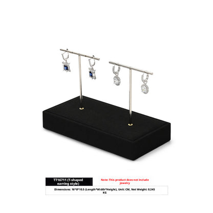 5pcs Black Suede Jewelry Display Stand Set, Modular Necklace Ring Organizer Trays