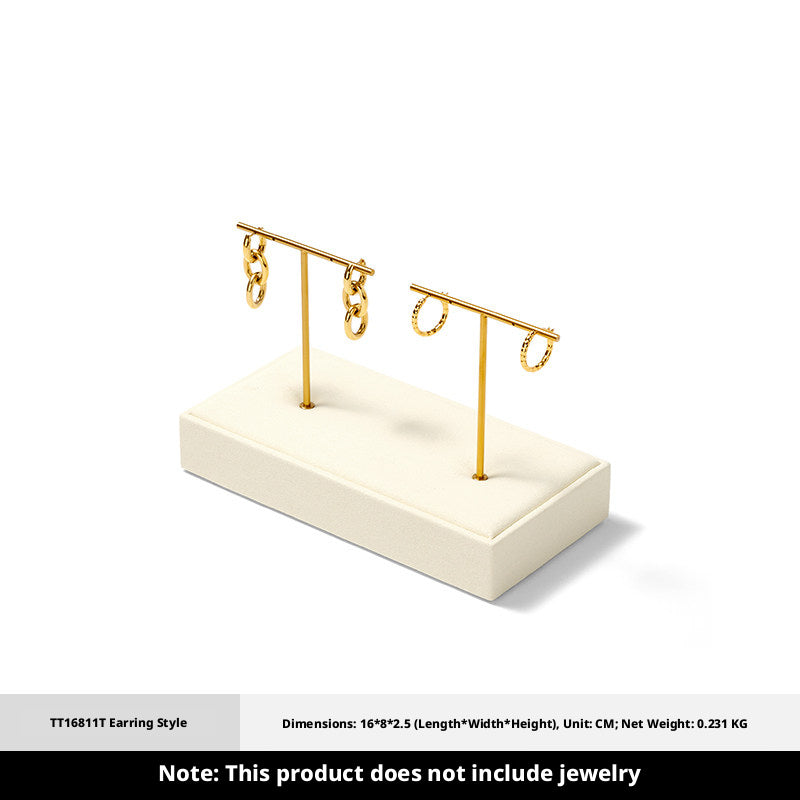 Suede Jewelry Display Stand Set, Tiered Modular Showcase Tray, White Microfiber Props