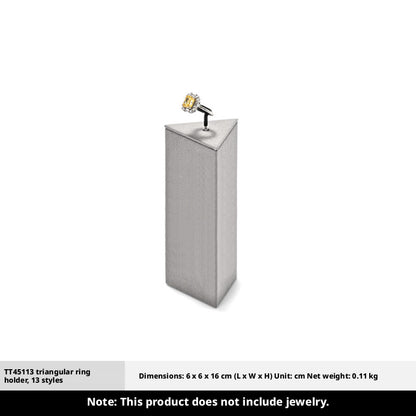 Gray Suede Ring Display Stand with Multi-Level Steps for Vendors