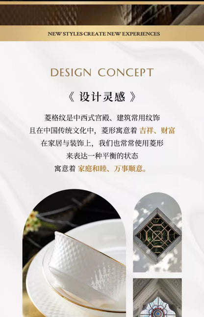 Jingdezhen bone China tableware set pure white underglaze porcelain bowl plate housewarming dish set home