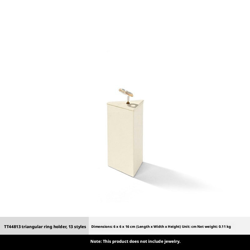 Beige Suede Ring Display Stand with Multi-Level Steps for Vendors