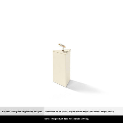 Beige Suede Ring Display Stand with Multi-Level Steps for Vendors
