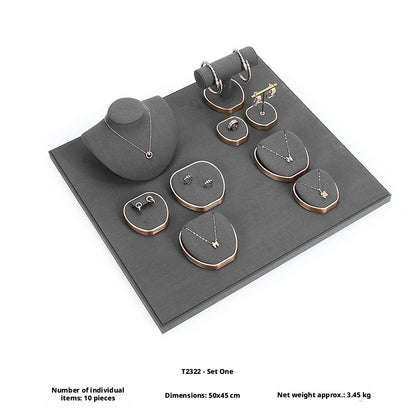 Geometric Velvet Jewelry Showcase Tray & Bust for Retail Counter