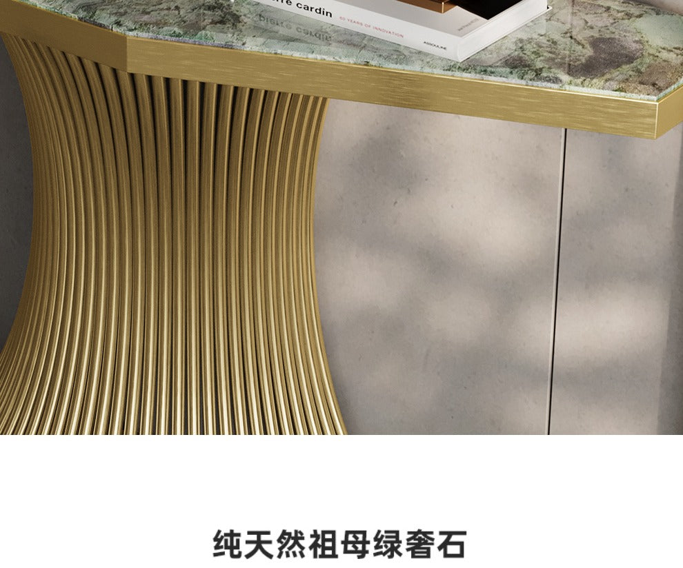 Light luxury entrance porch table against the wall at the end of the corridor decorative cabinet stainless steel end view terrace villa high-end entrance terrace