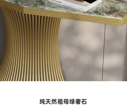 Light luxury entrance porch table against the wall at the end of the corridor decorative cabinet stainless steel end view terrace villa high-end entrance terrace