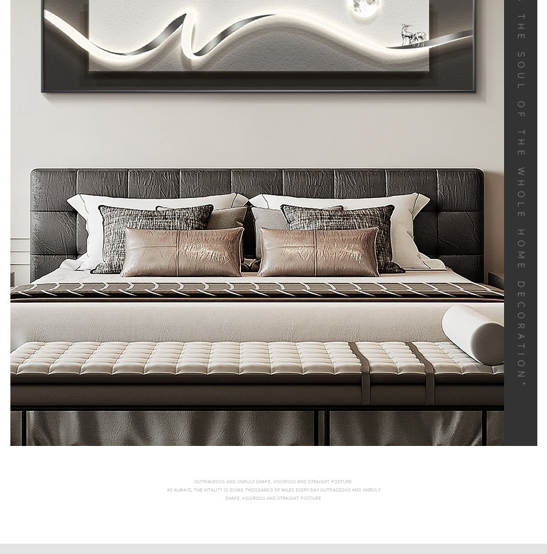 Modern light luxury bedroom painting bedside decoration painting advanced sense simple abstract room master bedroom background wall horizontal plate hanging painting