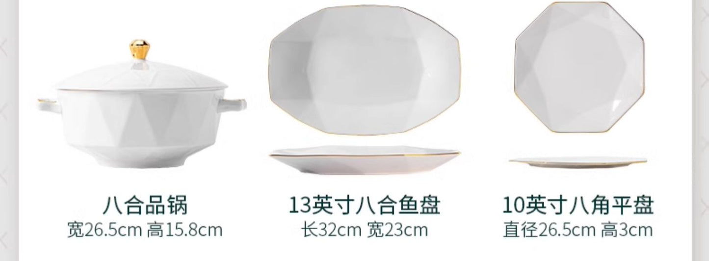 Underglaze color tableware Jingdezhen ceramic advanced sense light luxury bone China bowl dish dish set home