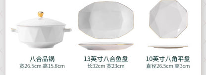 Underglaze color tableware Jingdezhen ceramic advanced sense light luxury bone China bowl dish dish set home