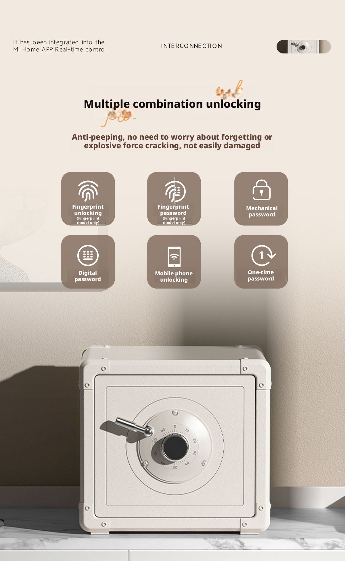 Retro Modern Jewelry Safe, A10-Grade Steel Security Box, Mechanical Dial Lock