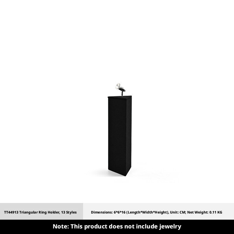 Black Suede Ring Display Stand with Multi-Level Steps for Boutique