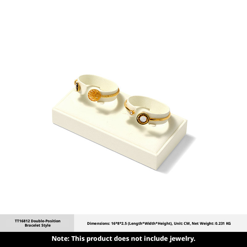 Suede Jewelry Display Stand Set, Tiered Modular Showcase Tray, White Microfiber Props
