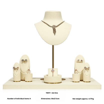 Beige Velvet Necklace Bust and Countertop Display Stands