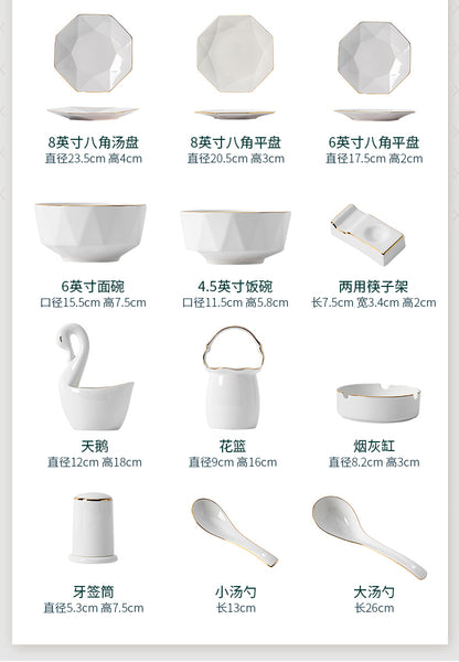 Underglaze color tableware Jingdezhen ceramic advanced sense light luxury bone China bowl dish dish set home
