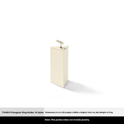 Beige Suede Ring Display Stand with Multi-Level Steps for Vendors