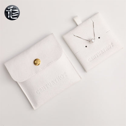 5PCS Soft Suede Necklace Pouch, Pink Microfiber Snap Bag, Jewelry Display Card Holder