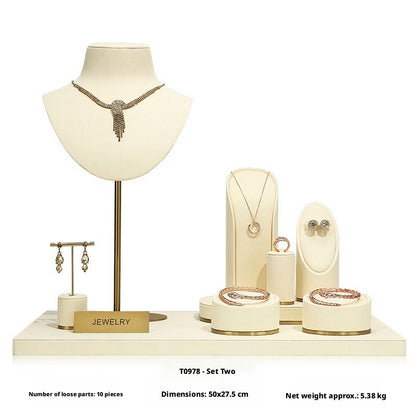 Beige Velvet Necklace Bust and Countertop Display Stands