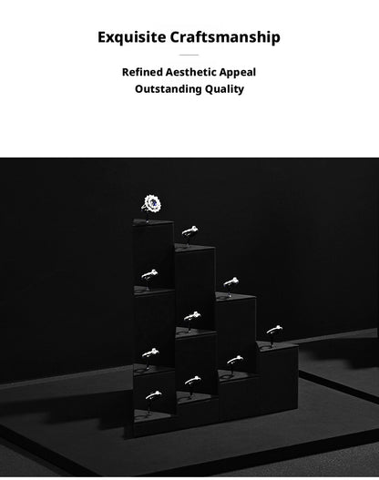 Black Suede Ring Display Stand with Multi-Level Steps for Boutique