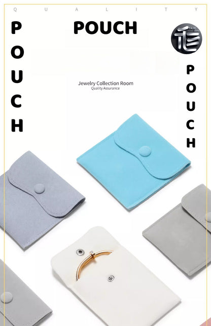50PCS Luxury Velvet Jewelry Pouch, Snap Button Travel Storage Bag, Gift Packaging