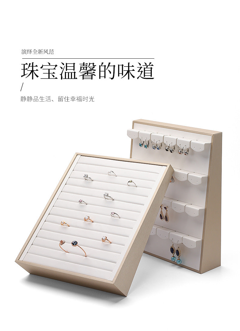 Inclined Jewelry Display Tray: Rings, Earrings, Necklaces, Pendants – Dual Position Stand