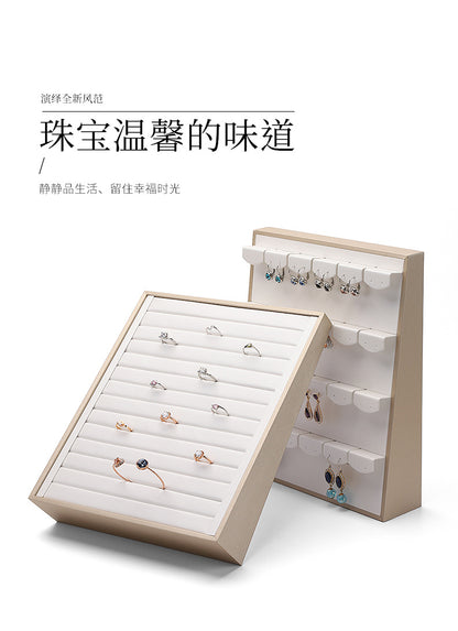 Inclined Jewelry Display Tray: Rings, Earrings, Necklaces, Pendants – Dual Position Stand