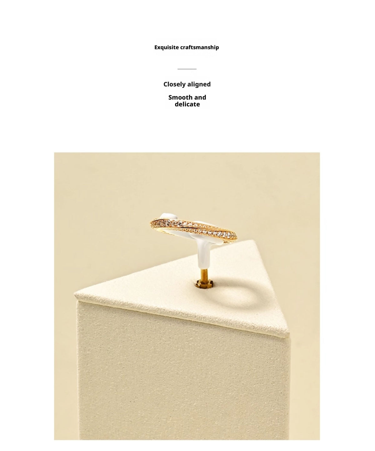 Beige Suede Ring Display Stand with Multi-Level Steps for Vendors