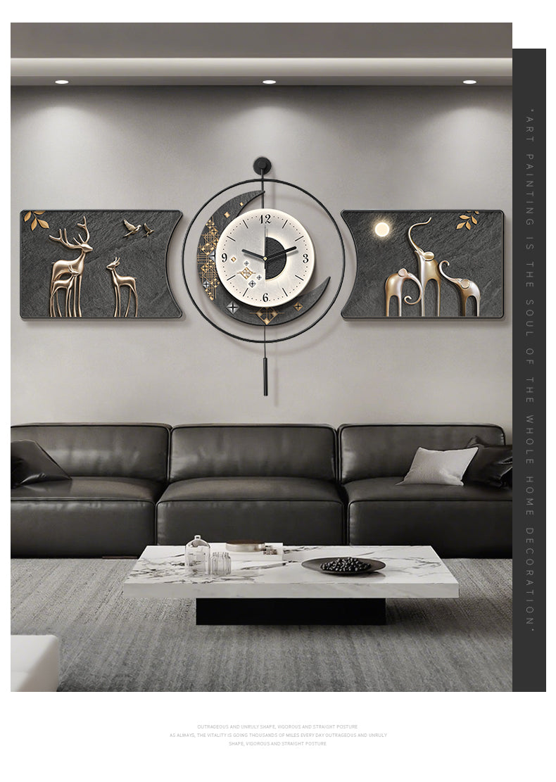 Modern light luxury living room decorative painting backed by a mountain sofa background wall hanging painting advanced sense atmosphere luminous wall painting