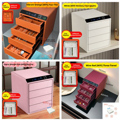 Smart Jewelry Safe Box, App Controlled Electronic Security Case, Multi-Drawer Lockable Storage, Remote Monitor